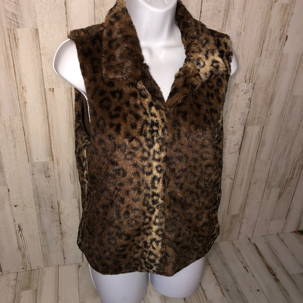 Betsey Johnson Faux Fur Animal Leopard Print Vest